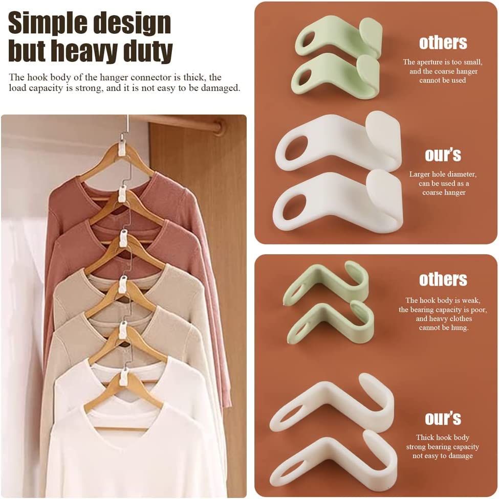 Clothes Hanger Connector Hooks, 50pcs Extra Large Size Space Saving Hanger Connector Hooks for Plastic Hangers Hooks, Closet Cascading Clothes Hangers for Heavy Duty Space Saving